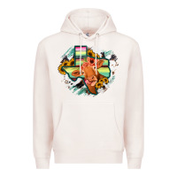 Pale Pink Western Texas Flag Cow Portrarit Premium Hoodie - Bettercallsaul
