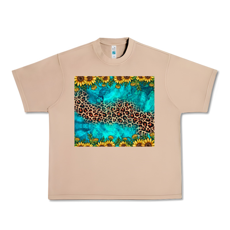 Leopard Turquoise Sunflower Urban Heavy Tee by JahusDesignShop | Teevron