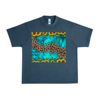 Midnight Navy leopard turquoise sunflower Urban Heavy Tee - JahusDesignShop