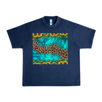 Navy leopard turquoise sunflower Urban Heavy Tee - JahusDesignShop
