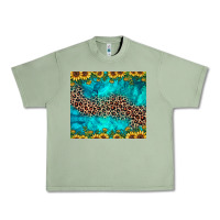 Oil Green leopard turquoise sunflower Urban Heavy Tee - JahusDesignShop
