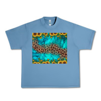 Pebble Blue leopard turquoise sunflower Urban Heavy Tee - JahusDesignShop