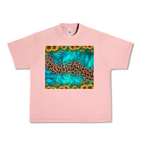 Salmon leopard turquoise sunflower Urban Heavy Tee - JahusDesignShop