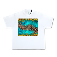 White leopard turquoise sunflower Urban Heavy Tee - JahusDesignShop