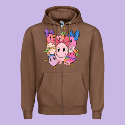 Soft Pink Easter Zipper Hoodie Designed By Maliassmallbusiness