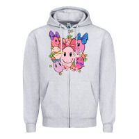 Heather Grey soft pink easter Zipper Hoodie - MaliasSmallBusiness