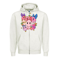 Oatmeal Heather soft pink easter Zipper Hoodie - MaliasSmallBusiness