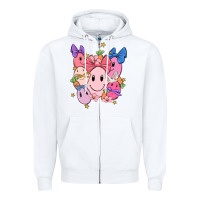 White soft pink easter Zipper Hoodie - MaliasSmallBusiness