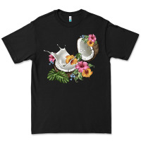 Black coconut with tropical leavers and flowers Premium Tee - BarkalooDesign