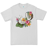 Dove Grey coconut with tropical leavers and flowers Premium Tee - BarkalooDesign