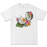 White coconut with tropical leavers and flowers Premium Tee - BarkalooDesign