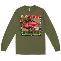 Army Green merry christmas with truck Long Sleeve Tee - AdoDesignShop