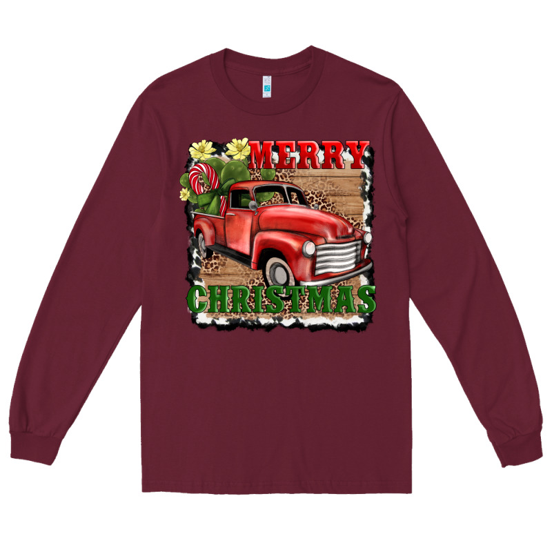 Merry Christmas With Truck Long Sleeve Tee by AdoDesignShop | Teevron
