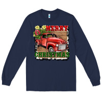 Navy merry christmas with truck Long Sleeve Tee - AdoDesignShop
