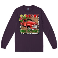 Plum merry christmas with truck Long Sleeve Tee - AdoDesignShop
