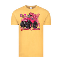 Vintage Mustard crush breast cancer monster truck with dinosaur Vintage Tee - JahusDesignShop