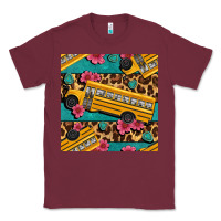 Burgundy school bus and leopar seamless pattern Classic Tee - BundleAndBundleShop