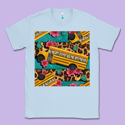 School Bus And Leopar Seamless Pattern Classic Tee Designed By Bundleandbundleshop