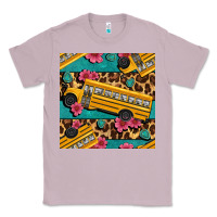 Lilac school bus and leopar seamless pattern Classic Tee - BundleAndBundleShop