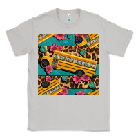 Moon Dust school bus and leopar seamless pattern Classic Tee - BundleAndBundleShop