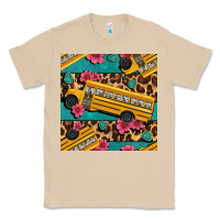 Mushroom school bus and leopar seamless pattern Classic Tee - BundleAndBundleShop