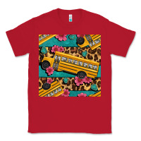Red school bus and leopar seamless pattern Classic Tee - BundleAndBundleShop