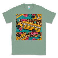 Sage school bus and leopar seamless pattern Classic Tee - BundleAndBundleShop