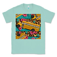 Seafoam school bus and leopar seamless pattern Classic Tee - BundleAndBundleShop