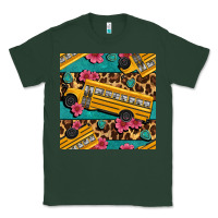 Sports Green school bus and leopar seamless pattern Classic Tee - BundleAndBundleShop