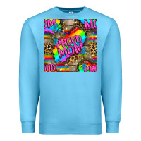 Ocean Blue Pride LGBTQ+ Proud Mom With Leoapard Patterns Premium Sweatshirt - BundleAndBundleShop