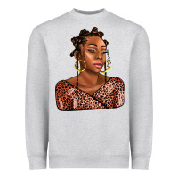 Heather Grey afro woman Heavyweight Sweatshirt - AdoDesignShop