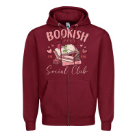 Burgundy bookish lover social club Zipper Hoodie - MaliasSmallBusiness