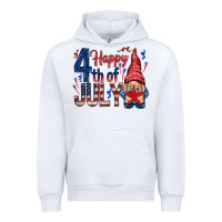 White Happy 4th Of July with gnome Urban Hoodie - HowdyJamesFarm