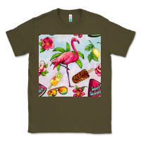 Army Green sweet summer flamingo seamless pattern Classic Tee - BundleAndBundleShop