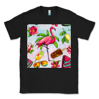 Black sweet summer flamingo seamless pattern Classic Tee - BundleAndBundleShop