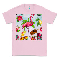 Bubblegum Pink sweet summer flamingo seamless pattern Classic Tee - BundleAndBundleShop