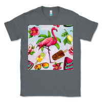 Charcoal Heather sweet summer flamingo seamless pattern Classic Tee - BundleAndBundleShop