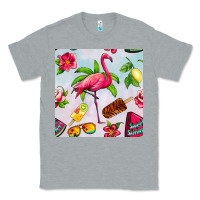 Heather Grey sweet summer flamingo seamless pattern Classic Tee - BundleAndBundleShop