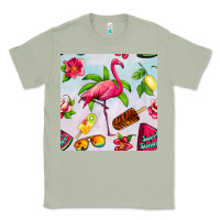 Matcha sweet summer flamingo seamless pattern Classic Tee - BundleAndBundleShop