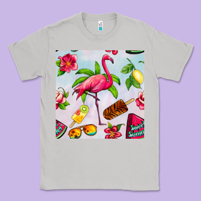 Sweet Summer Flamingo Seamless Pattern Classic Tee Designed By Bundleandbundleshop