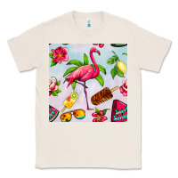 Natural sweet summer flamingo seamless pattern Classic Tee - BundleAndBundleShop