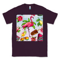 Plum sweet summer flamingo seamless pattern Classic Tee - BundleAndBundleShop