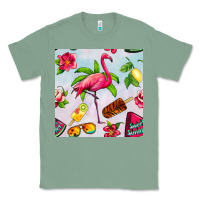 Sage sweet summer flamingo seamless pattern Classic Tee - BundleAndBundleShop