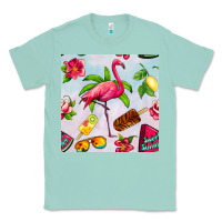 Seafoam sweet summer flamingo seamless pattern Classic Tee - BundleAndBundleShop