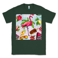 Sports Green sweet summer flamingo seamless pattern Classic Tee - BundleAndBundleShop