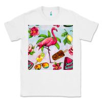 White sweet summer flamingo seamless pattern Classic Tee - BundleAndBundleShop
