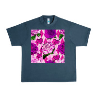 Midnight Navy valentines day roses and diamond plaid seamless pattern Urban Heavy Tee - BundleAndBundleShop