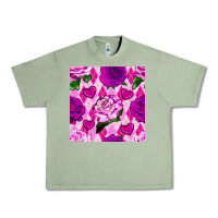 Oil Green valentines day roses and diamond plaid seamless pattern Urban Heavy Tee - BundleAndBundleShop
