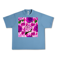 Pebble Blue valentines day roses and diamond plaid seamless pattern Urban Heavy Tee - BundleAndBundleShop