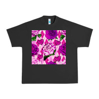 Pigment Black valentines day roses and diamond plaid seamless pattern Urban Heavy Tee - BundleAndBundleShop